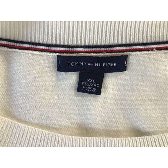 Tommy Hilfiger White Long Sleeve Sweater Men XXL Crew Neck Striped Nautical - Picture 8 of 10
